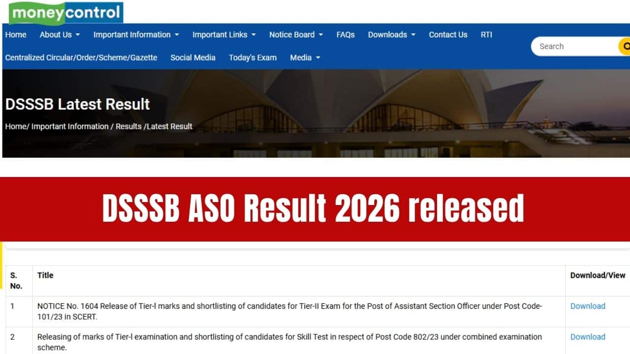 DSSSB Result 2026 out for Tier I ASO and Combined Exam posts; check marks, direct link here