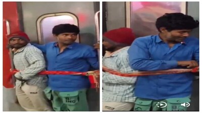 Passengers risk lives on train door, viral video puts spotlight on overcrowded routes