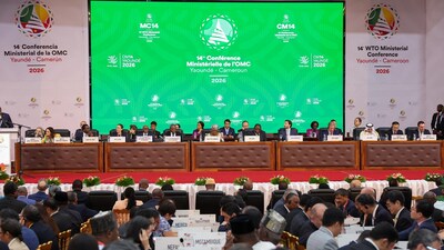 Delegates sit during the opening of the World Trade Organisation (WTO) 14th ministerial meeting in Yaounde, Cameroon, March 26, 2026. Reuters