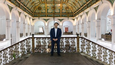 Bilal Bin Saqib at the Quaid-e-Azam Library in Lahore. Photographer: Shah Zaman/Bloomberg