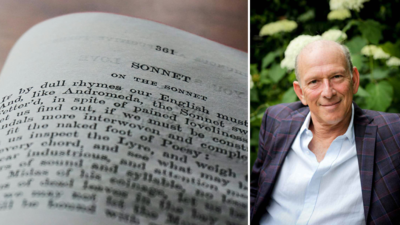 William Sieghart says he finds new poems while browsing in second-hand bookstores in the UK and online, as well as through recommendations. (Image of book via Pexels and of William Sieghart courtesy Jaipur Literature Festival)