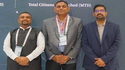 (From left) Gnani.ai co-founder and CTO Ananth Nagaraj, co-founder and CEO Ganesh Gopalan and co-founder and chief product and engineering officer Bharath Shankar.
