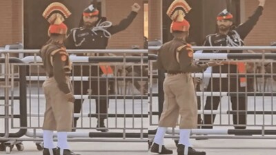 BSF jawan playfully mimics Pakistani soldier during Beating Retreat ceremony, video captures their interaction at Wagah border