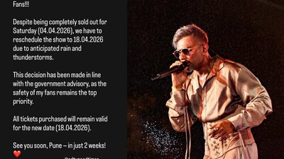 Yo Yo Honey Singh postpones sold-out Pune concert to April 18 amid rain alert