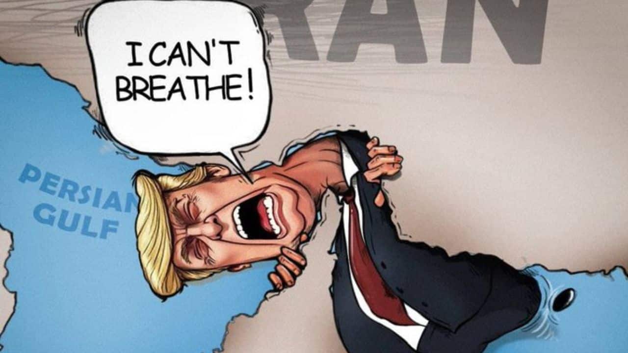 'I can’t breathe': Iran embassy mocks Donald Trump by showing him stuck in viral Strait of Hormuz meme