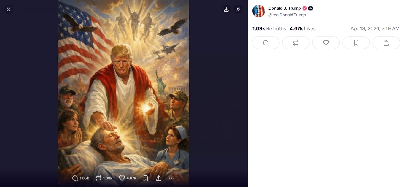 Trump posts 'Christ-like' image of himself on Truth Social after 'weak on  crime' swipe at Pope