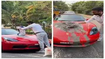 Bengaluru entrepreneur mixes cement on Porsche to repair pothole, sparks debate