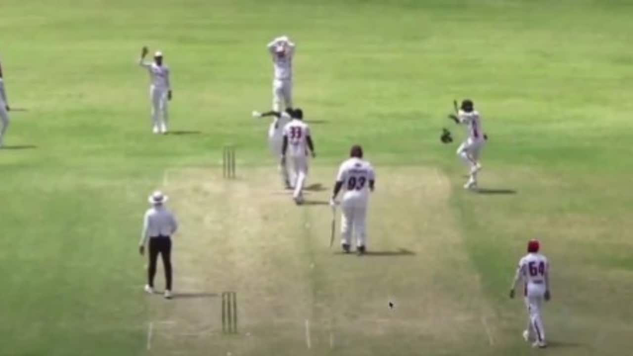 WATCH: Batter kicks helmet in frustration after getting hit on head, match gets called off