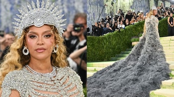 Beyonc makes a regal comeback at Met Gala 2026 in dazzling Crystal  Skeleton Couture with family, returns to the red carpet after 10 years