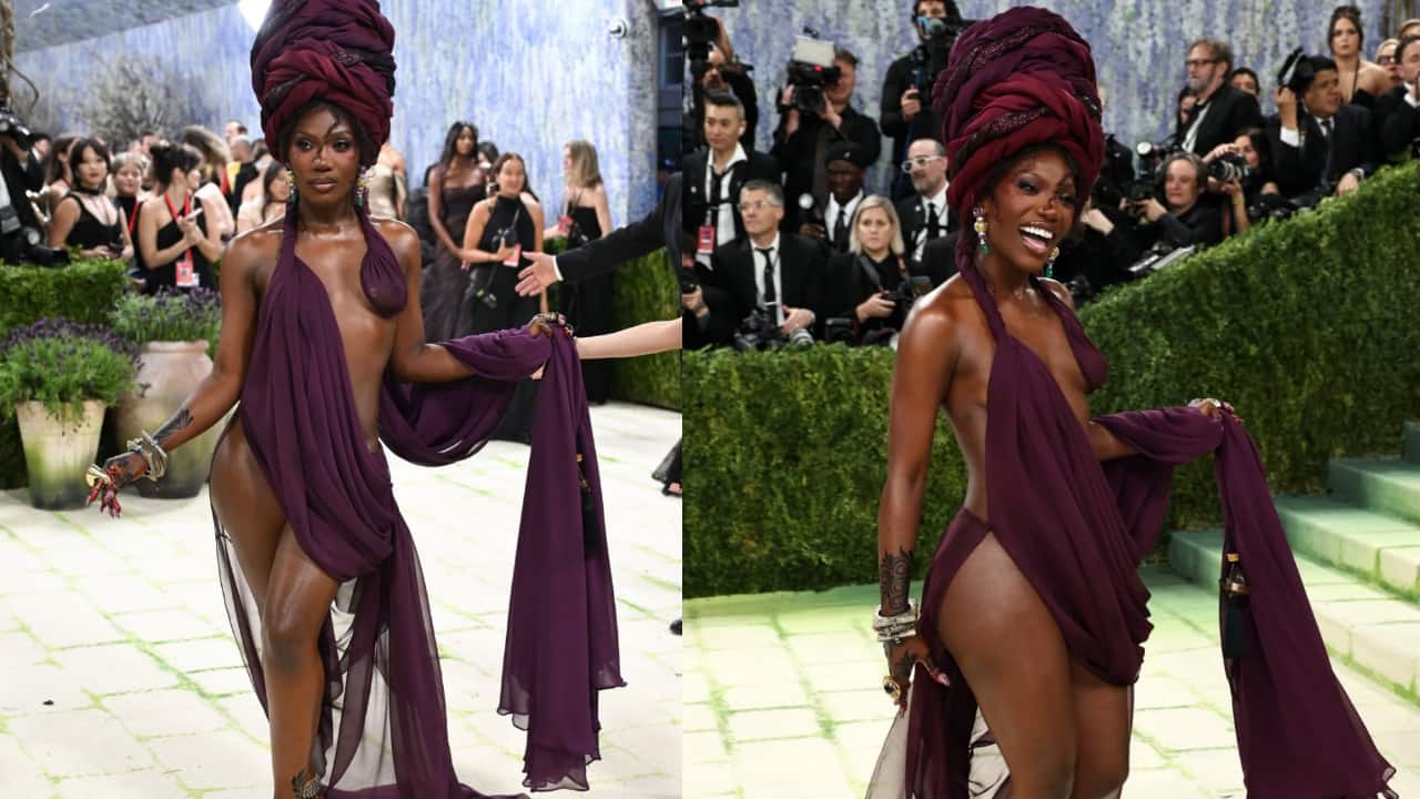 Met Gala 2026: Doechii goes barefoot in wine Marc Jacobs outfit with turban headpiece