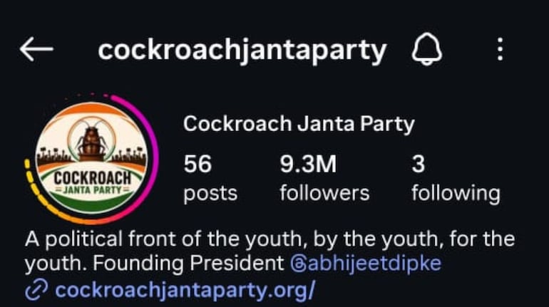 Cockroach Climb Cockroach Janta Party surpasses BJP on Instagram with 9.3 million ...