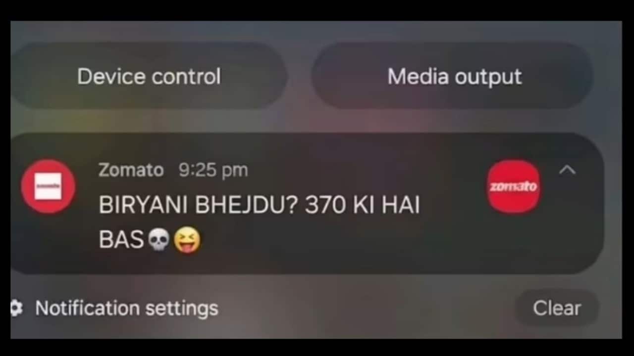 'Biryani is dinner, not consent': Zomato issues clarification after 'fake' notification goes viral- Moneycontrol