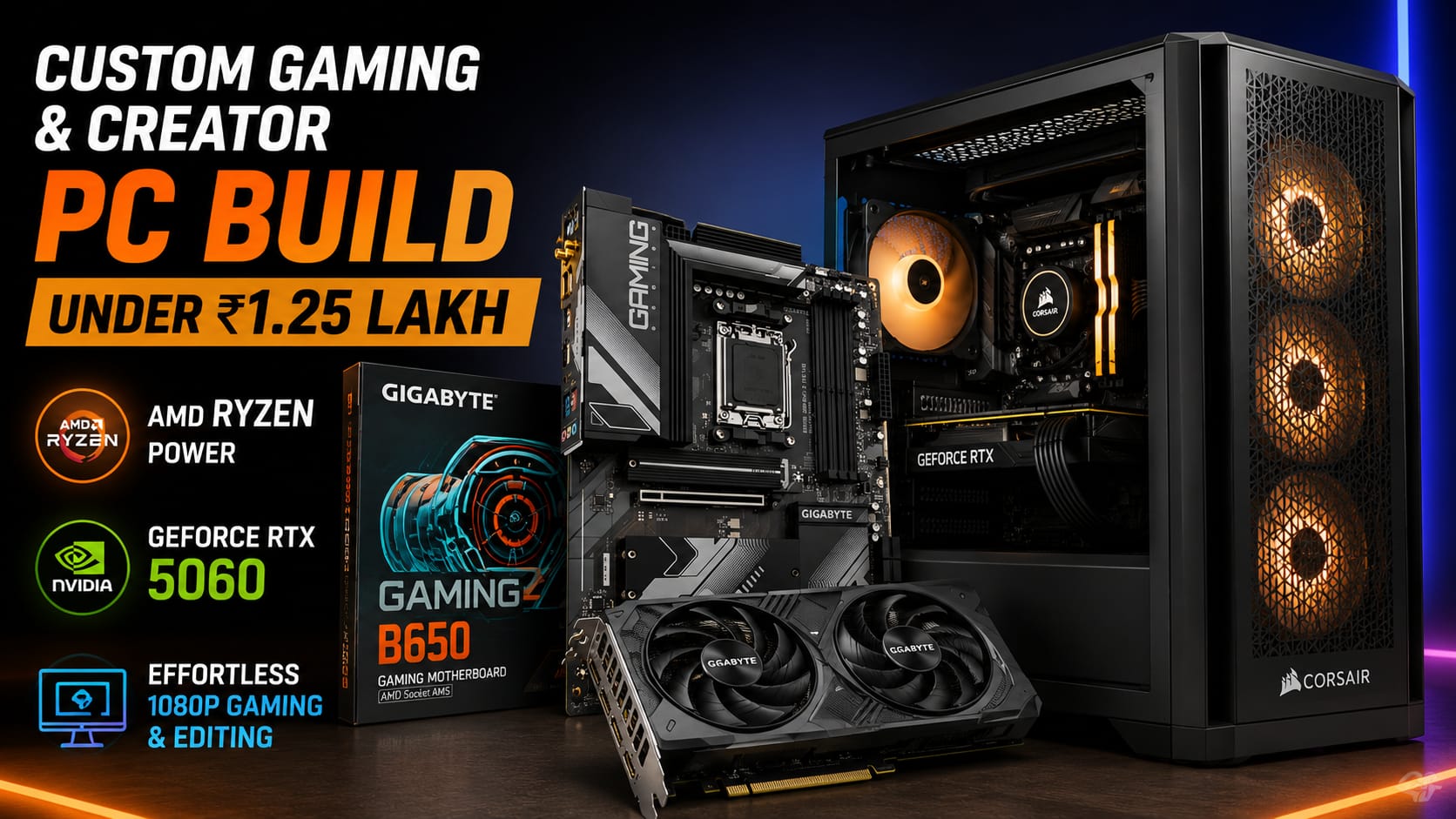 Custom Gaming And Creator PC Build Under Rs 1 25 Lakh 2026 Edition PC Build Under Rs 1 Lakh 