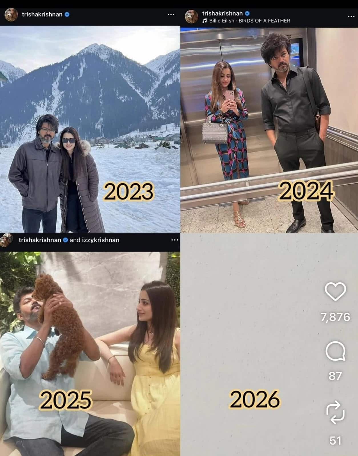 Trisha Krishan's post timeline for Vijay's birthday (PC: Twitter)