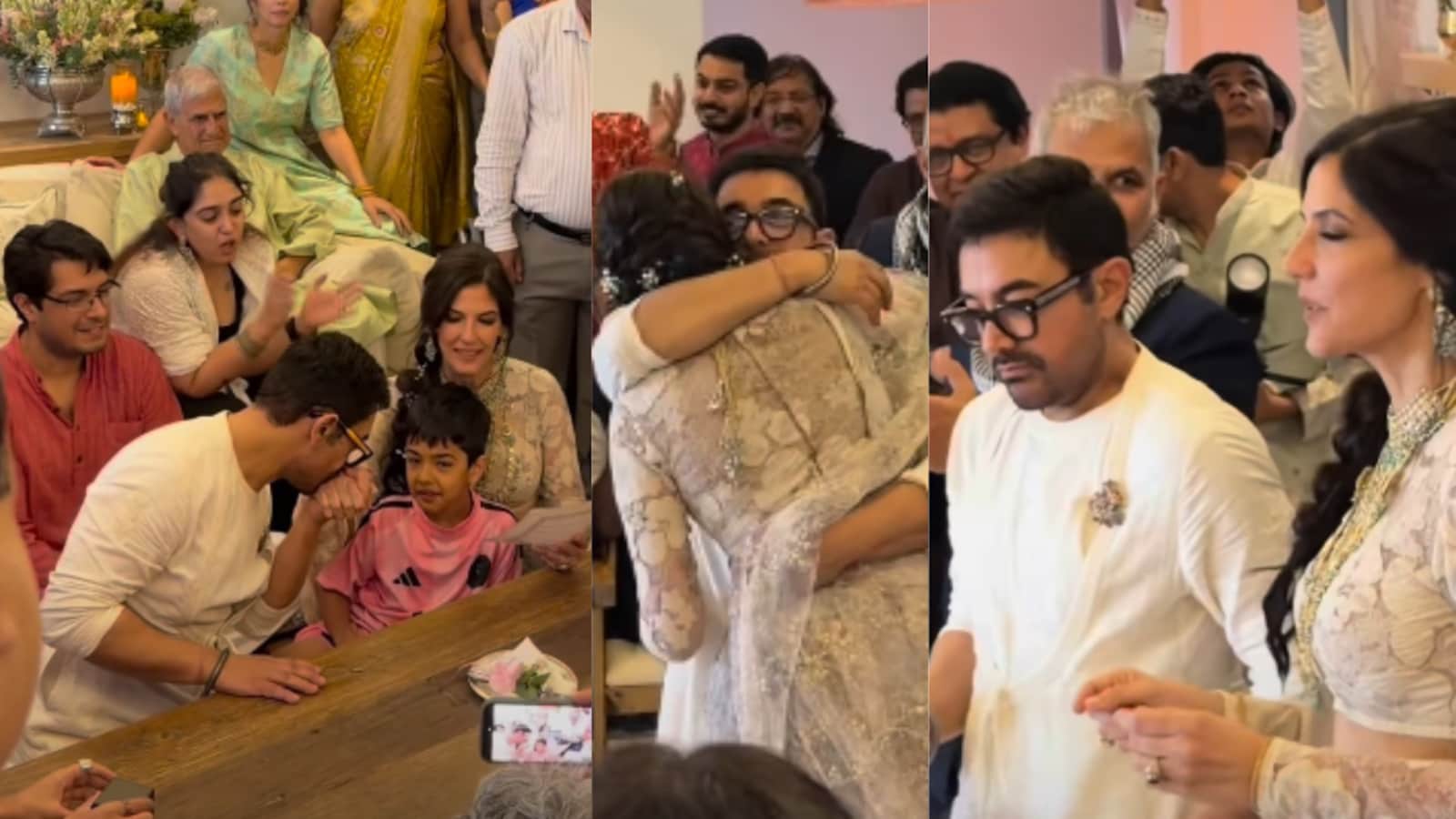 Aamir Khan kisses and hugs wife Gauri Spratt as she calls him 'protector and shelter' in wedding vows - Watch first dance