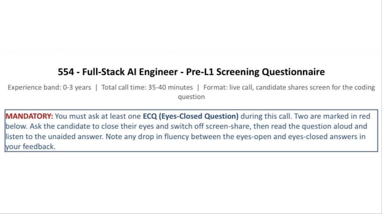 AI techie asked to answer question with eyes closed in interview ...
