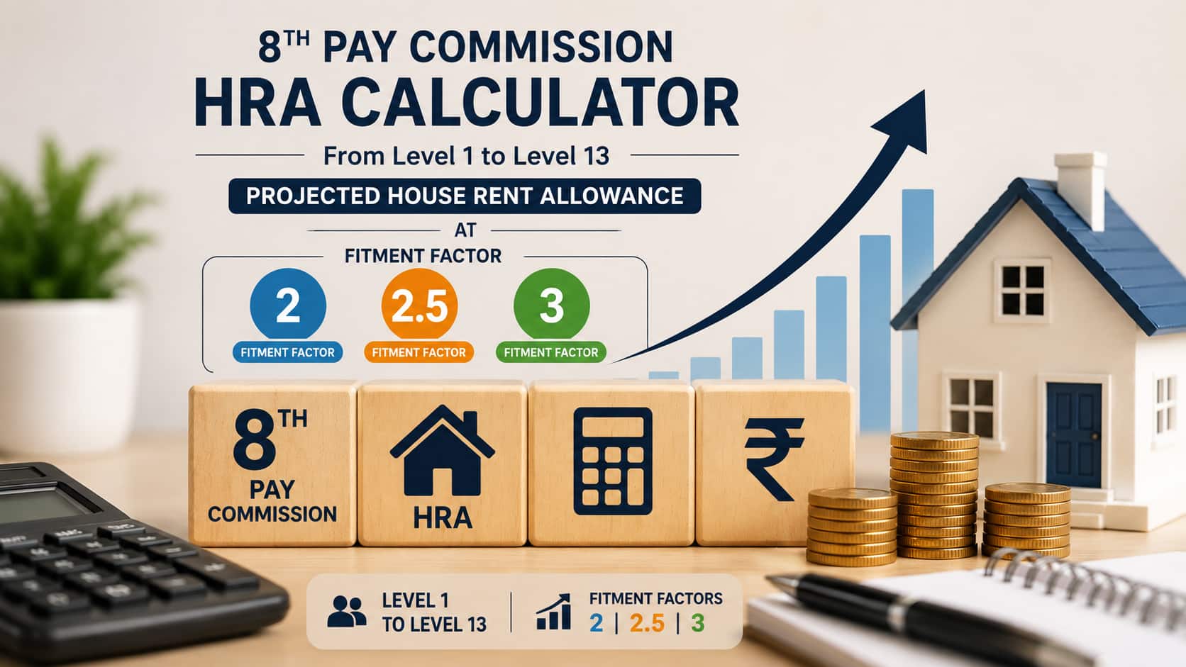 8th Pay Commission HRA calculator: From Level 1 to Level 13, projected house rent allowance at 2, 2.5 and 3 fitment factors