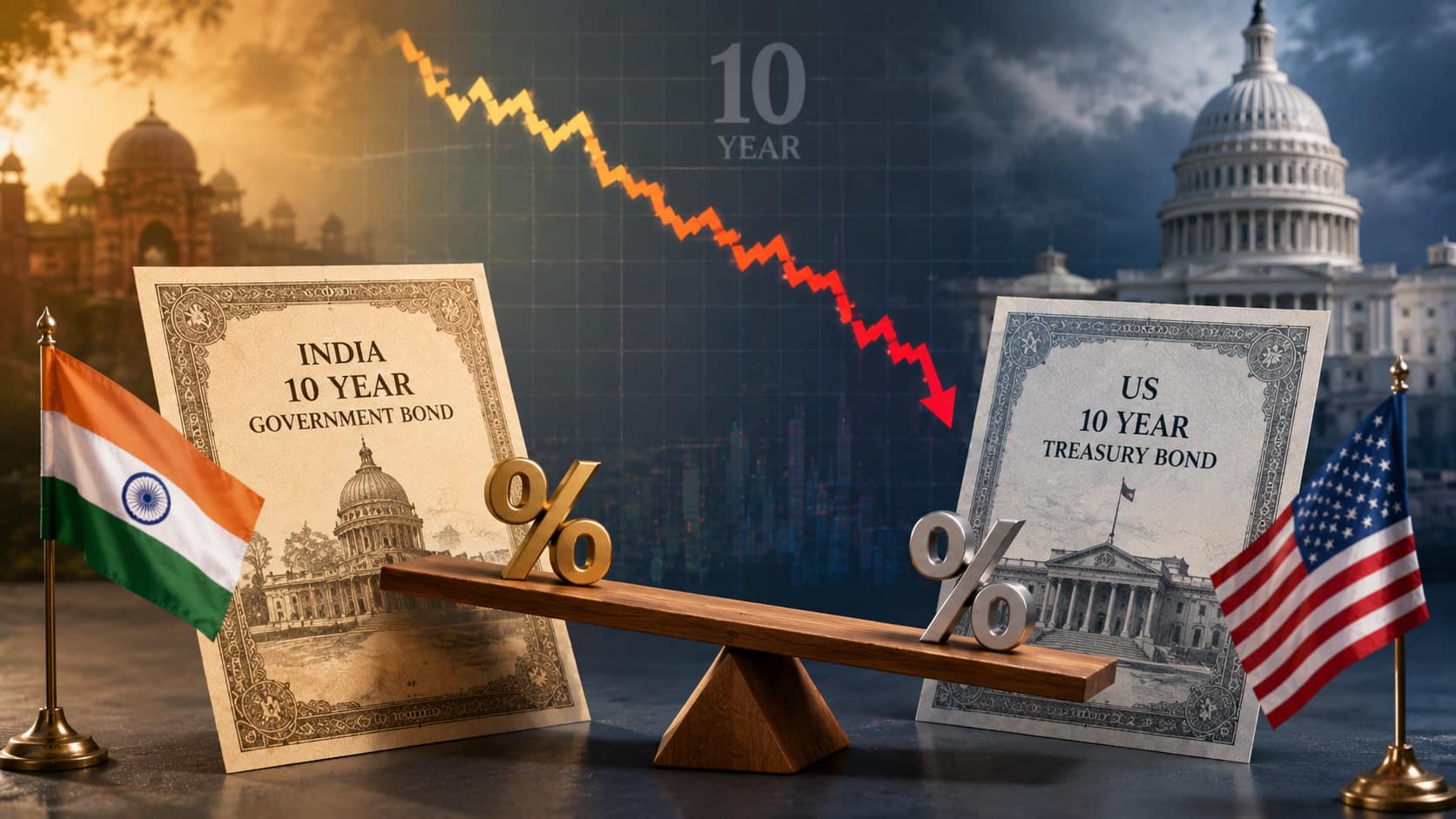 India-US 10-year bond yield spread narrows to multi-decade lows: What it means for the rupee, RBI and foreign flows