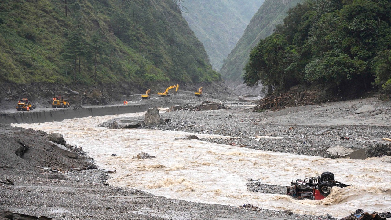 Glacier collapse caught on drone camera before deadly Nepal flash floods