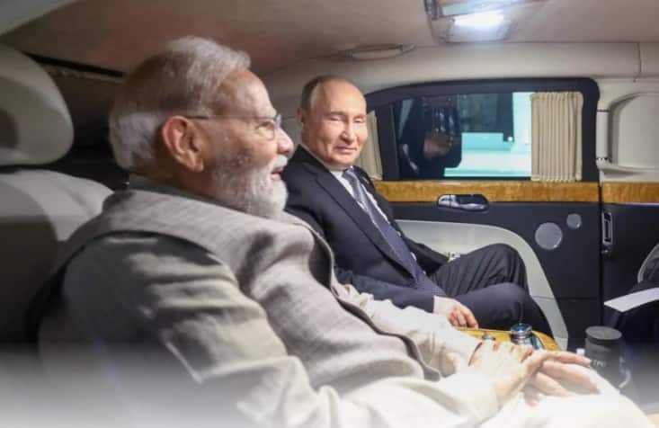 PM Modi and Vladimir Putin travel in same car to Nomad Games in Bishkek