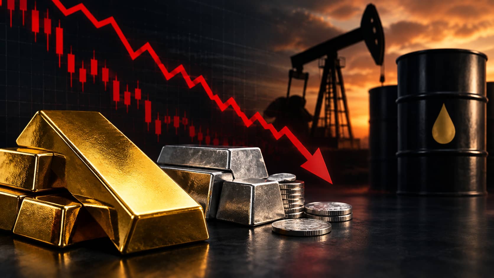 Gold tumbles below $4,400, silver plunges 5% as crude above $100, rising yields, and stronger dollar weigh on bullion