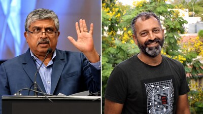 Nandan Nilekani, Co-founder and Chairman of Infosys (left), and Anand Rajan, Founder, Apurva.ai (right).