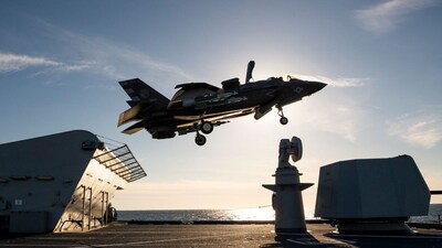 Lockheed Martin says the F-35's low-observable design combines aligned edges, radar-absorbing materials, internal weapons and fuel, embedded sensors and reduced engine signature.