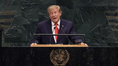 US President Donald Trump addresses the 81st United Nations General Assembly at United Nations headquarters in New York on September 22, 2026. (Photo by TIMOTHY A. CLARY / AFP)