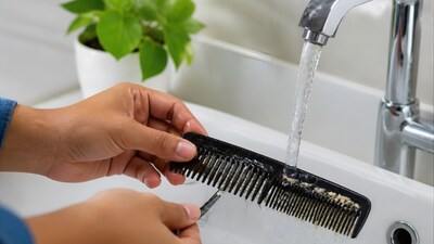 Combs and brushes quietly collect loose hair, scalp oil, dead skin, dust and residue from styling products. 