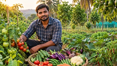 The farm produces over 100 kg of vegetables daily, supplying customers and local markets. (AI-generated representative image)