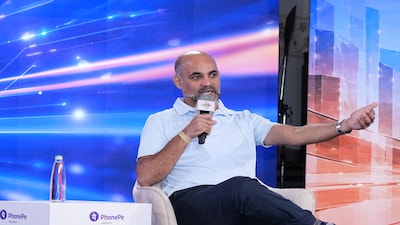 PhonePe CEO and cofounder Sameer Nigam speaking at Moneycontrol Startup Conclave