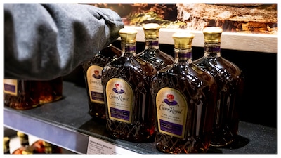 Bottles of Canadian-made Crown Royal whisky on a shelf at the Liquor Control Board of Ontario (LCBO) Queen's Quay store in Toronto, Canada. (Courtesy: Bloomberg photo)

