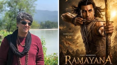 Mukesh Khanna and a still of Ranbir Kapoor as Lord Ram in Ramayana