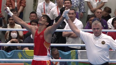 Ankush Panghal celebrates after winning gold medal at Asian Games