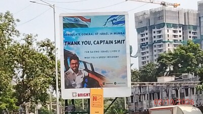 Israeli consulate puts up tribute billboards in Mumbai (Credit: @yanivrev/X)