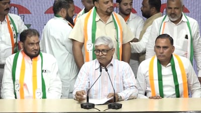 Priyanka Kakkar along with former Uttar Pradesh MLA Shyam Sundar Sharma and journalist Rajat Rakesh Tandon joined Congress (Image: Screengrab of live stream/Congress | X)