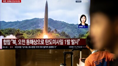 North Korea says it tested an AI-enabled intermediate-range strategic missile, claiming it can change its flight path at low altitude. (Image: AFP)