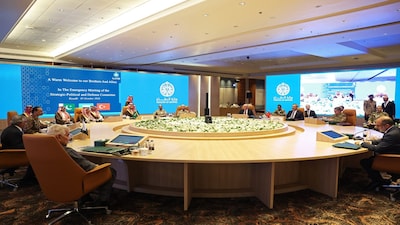 Officials from Pakistan, Turkey and Saudi Aarbia attended a meeting of the Strategic Political and Defence Committee in Riyadh on Monday. (Credit: AFP)
