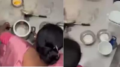 A viral video showing utensils being washed inside a restroom at New Delhi Sweets in Chhattisgarh's Korba.