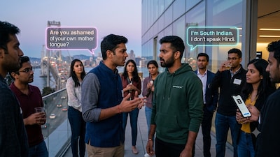 A social media debate over language, identity and cultural assumptions erupted after a San Francisco-based Indian startup founder complained that fellow Indians preferred speaking English over Hindi. (AI-generated image)