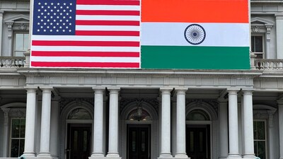 Flags of India and US adorn the Eisenhower Executive Office Building of the White House in Washington, DC on June 20, 2023. (AFP File Photo)