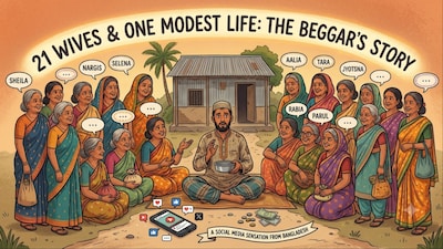 Despite having 21 wives, Moru lives a modest life in a one-room hut and reportedly relies on begging as his main source of income. (AI-generated image)