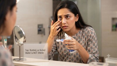 A lot of people make one mistake when they're cleaning their contact lenses. (Picture: AI generated)
