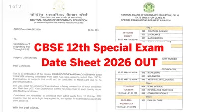 CBSE Date Sheet Released for Special Exams