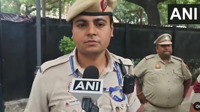 Delhi Police personnel are wearing body cameras that can record even in the dark as security is tightened ahead of the CJP protest on Saturday (ANI)