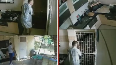 The footage shows Sham entering with an iron rod as Gabriel tries to defend himself.