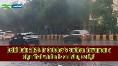 Rain hits again in Delhi on October 12. (Image: Canva)