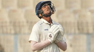 Abishek Porel gets emotional after Ranji Trophy ton. (Photo: PTI)