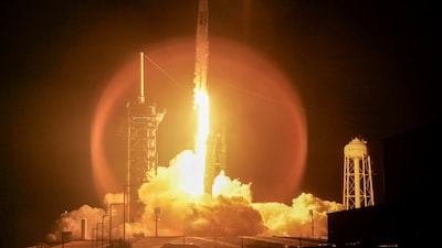 A SpaceX Falcon 9 rocket launch.