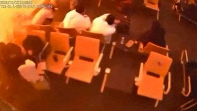 Surveillance footage shows the moment of the attack at King Khalid International Airport in Saudi Arabia's Riyadh that killed at least 13 people.